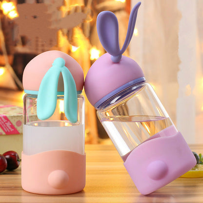 Bunny Borosilicate Glass Water Bottle – Cute & Durable Leak-Proof Bottle for Kids & Adults