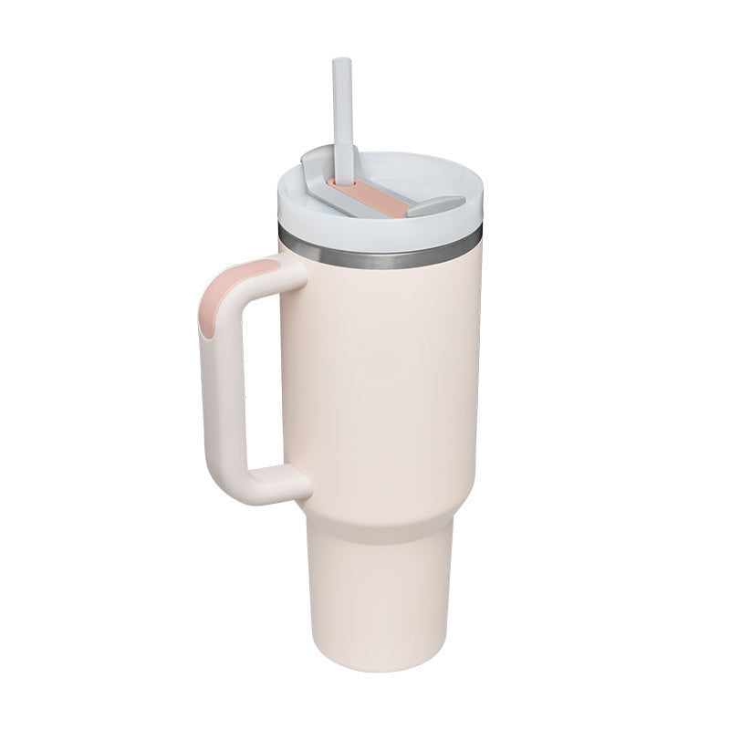 40oz Insulated Tumbler with Handle & Straw – Stainless Steel Spill-Proof Travel Mug with Lid, Vacuum Coffee Cup for Car, Gym, or Office.