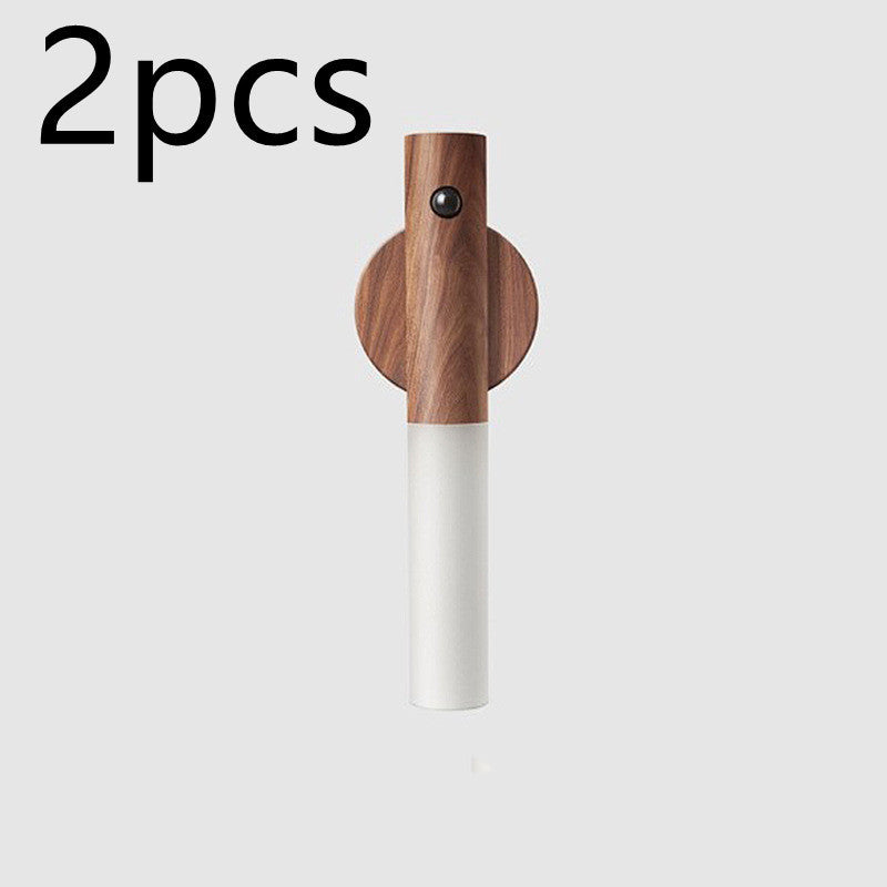 Magnetic Wireless LED Night Light – USB Rechargeable Wooden PIR Motion Sensor Lamp for Hallways, Cabinets & Porches