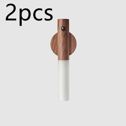 Magnetic Wireless LED Night Light – USB Rechargeable Wooden PIR Motion Sensor Lamp for Hallways, Cabinets & Porches