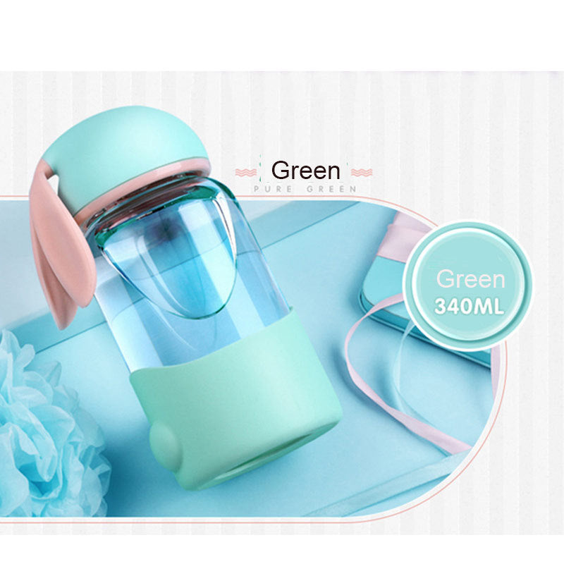 Bunny Borosilicate Glass Water Bottle – Cute & Durable Leak-Proof Bottle for Kids & Adults