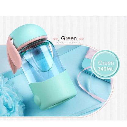 Bunny Borosilicate Glass Water Bottle – Cute & Durable Leak-Proof Bottle for Kids & Adults