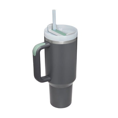 40oz Insulated Tumbler with Handle & Straw – Stainless Steel Spill-Proof Travel Mug with Lid, Vacuum Coffee Cup for Car, Gym, or Office.