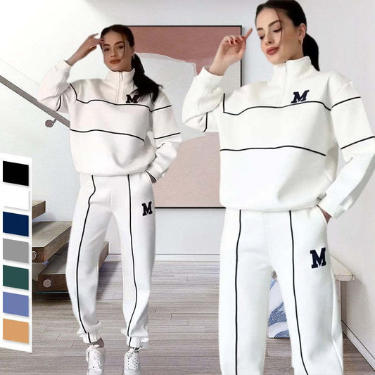 Women's 2-Piece Loungewear Set – Baggy Pullover Sweatshirt & Sweatpants with Pockets
