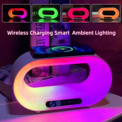 3-in-1 Smart LED Night Light – RGB Atmosphere Lamp, Wireless Charger & Alarm Clock with APP Control