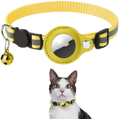 Reflective Waterproof AirTag Collar – Nylon Pet Collar with Protective Holder for Dogs & Cats