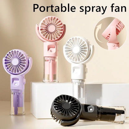 Portable Handheld Spray Fan – 4-Speed USB Rechargeable Mist Cooling Fan for Outdoor Summer Use