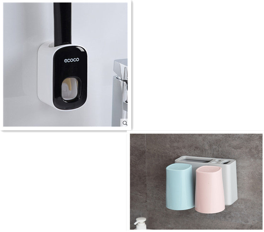 Wall-Mounted Automatic Toothpaste Dispenser – Bathroom Accessories Set with Toothbrush Holder