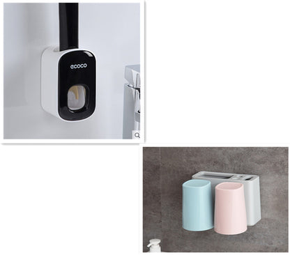 Wall-Mounted Automatic Toothpaste Dispenser – Bathroom Accessories Set with Toothbrush Holder