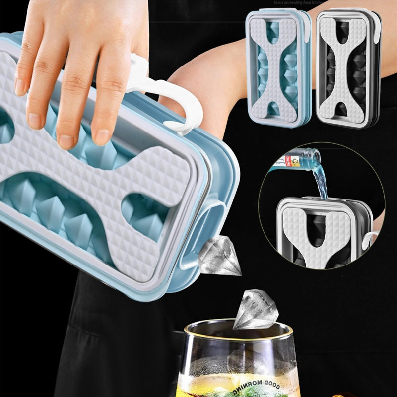 2-in-1 Portable Ice Ball Maker & Water Bottle – Silicone Ice Cube Mold for Creative Diamond-Shaped Ice, Summer Kitchen Gadget