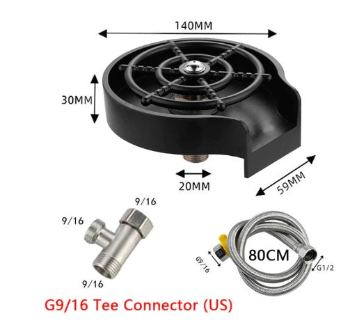 Automatic High-Pressure Cup Washer for Bar Counter & Kitchen Sink – Spray Faucet Tool for Coffee Pitchers & Glasses
