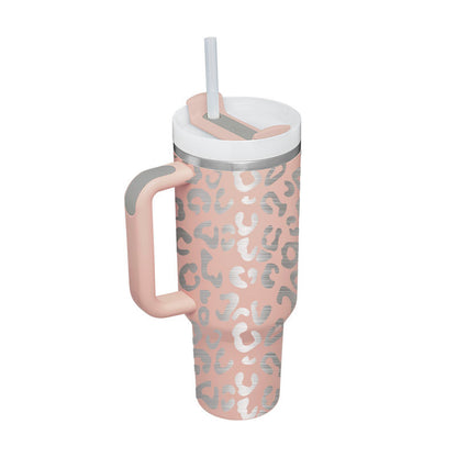 40oz Insulated Tumbler with Handle & Straw – Stainless Steel Spill-Proof Travel Mug with Lid, Vacuum Coffee Cup for Car, Gym, or Office.