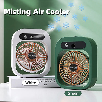 Portable USB Rechargeable Misting Fan – Air Cooler with 3 Speeds & Humidifier for Home & Desk