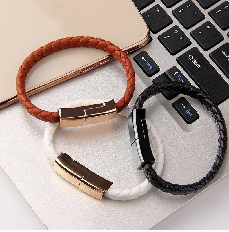 Stylish Bracelet USB Charging Cable – Portable Data & Fast Charger for iPhone, Type-C & Micro USB Devices
