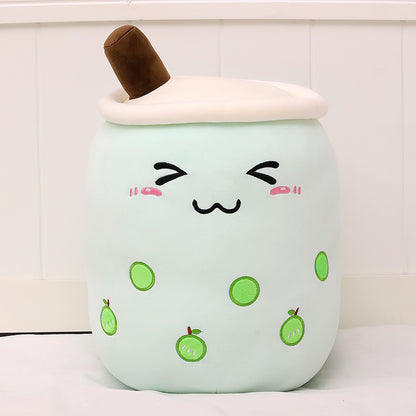 Cute Boba Tea Plush Pillow – Soft Strawberry Milk Tea Bubble Tea Stuffed Toy Cushion for Kids & Gifts