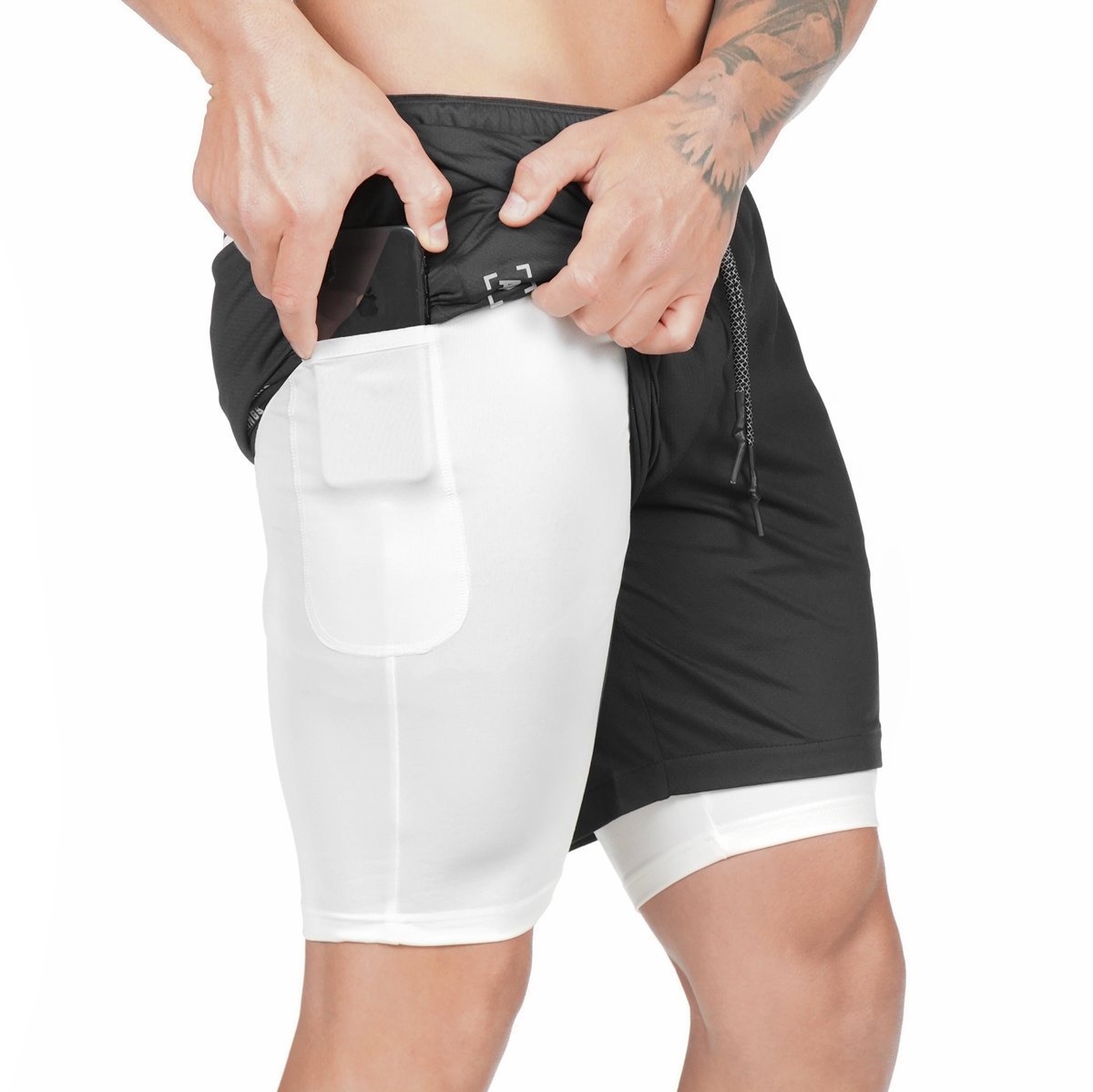 Men’s Pocket Compression Shorts – Athletic Gym Running Training Sportswear