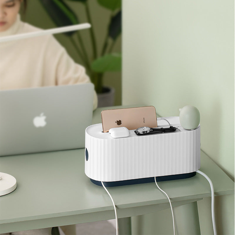 Cable Management Box – Power Strip Organizer for Wires, Chargers & Sockets | Anti-Dust Cord Storage Bin