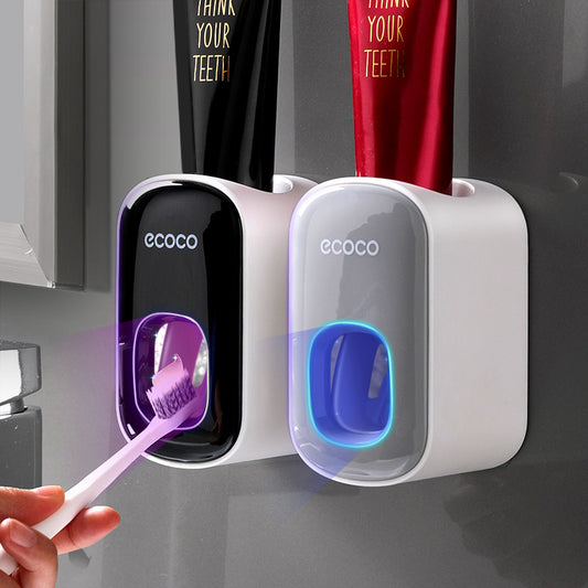 Wall-Mounted Automatic Toothpaste Dispenser – Bathroom Accessories Set with Toothbrush Holder