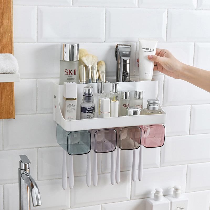Wall-Mounted Automatic Toothpaste Dispenser with Magnetic Cups