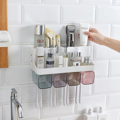 Wall-Mounted Automatic Toothpaste Dispenser with Magnetic Cups
