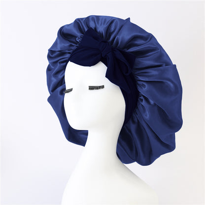 Silk Satin Sleep Bonnet for Women – Night Hair Cap with Tie Band for Curly & Natural Hair