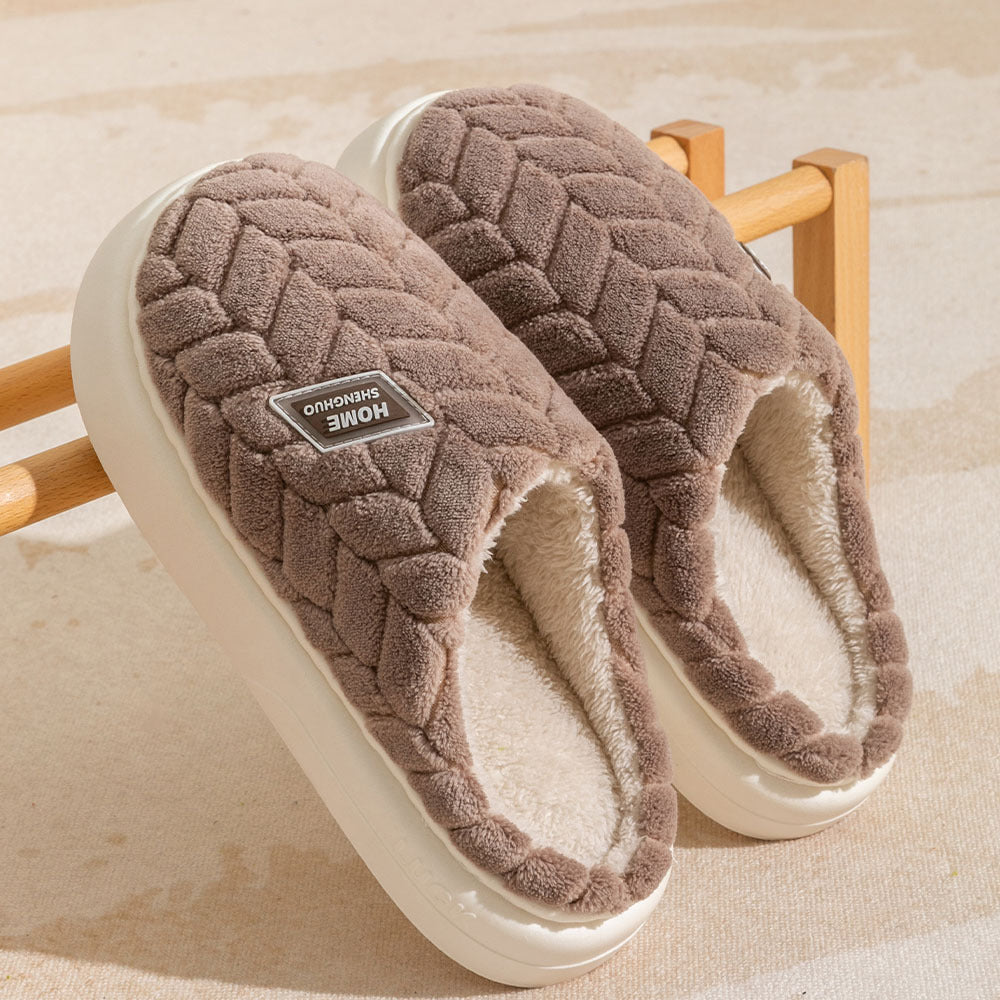 Non-Slip Thick-Soled Plush Winter Slippers – Warm Indoor Fleece Shoes for Couples (Men & Women)