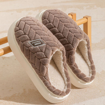 Non-Slip Thick-Soled Plush Winter Slippers – Warm Indoor Fleece Shoes for Couples (Men & Women)