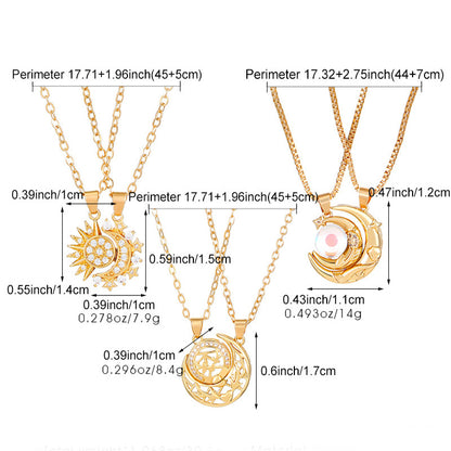 2pcs Sun & Moon Magnetic Couple Necklaces – Matching Clavicle Chain Pendants for Lovers