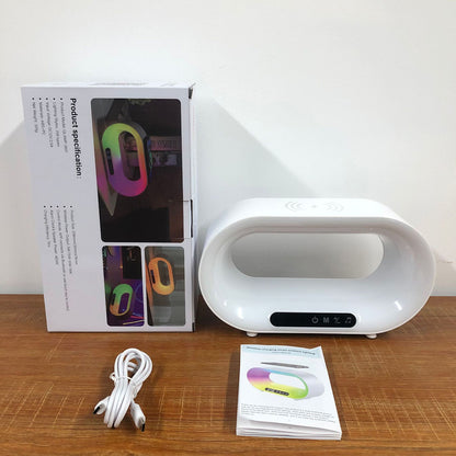 3-in-1 Smart LED Night Light – RGB Atmosphere Lamp, Wireless Charger & Alarm Clock with APP Control