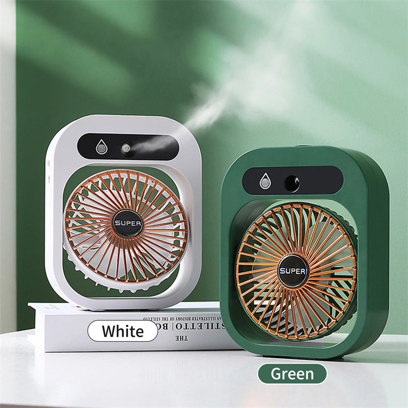Portable USB Rechargeable Misting Fan – Air Cooler with 3 Speeds & Humidifier for Home & Desk