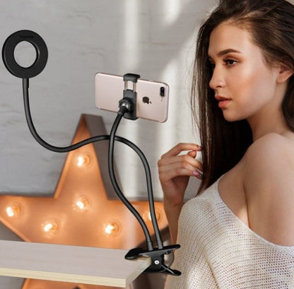 LED Selfie Ring Light with Adjustable Stand – 8cm Makeup & Live Streaming Light