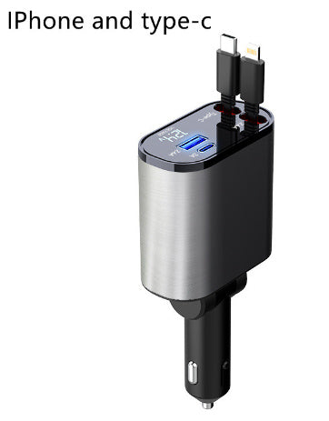 100W Metal Car Charger – Super Fast USB & Type-C Cigarette Lighter Adapter