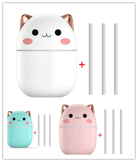 Cute Cat USB Air Humidifier – Ultra-Silent LED Cool Mist Diffuser for Office, Bedroom, Car & Home