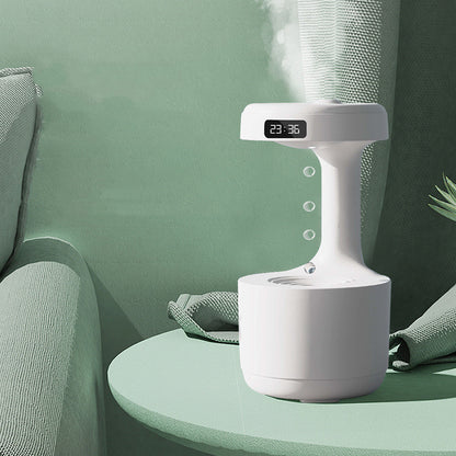 Anti-Gravity Water Drop Humidifier with Clock – Silent Aroma Diffuser, LED Display & Large Capacity for Bedroom or Office