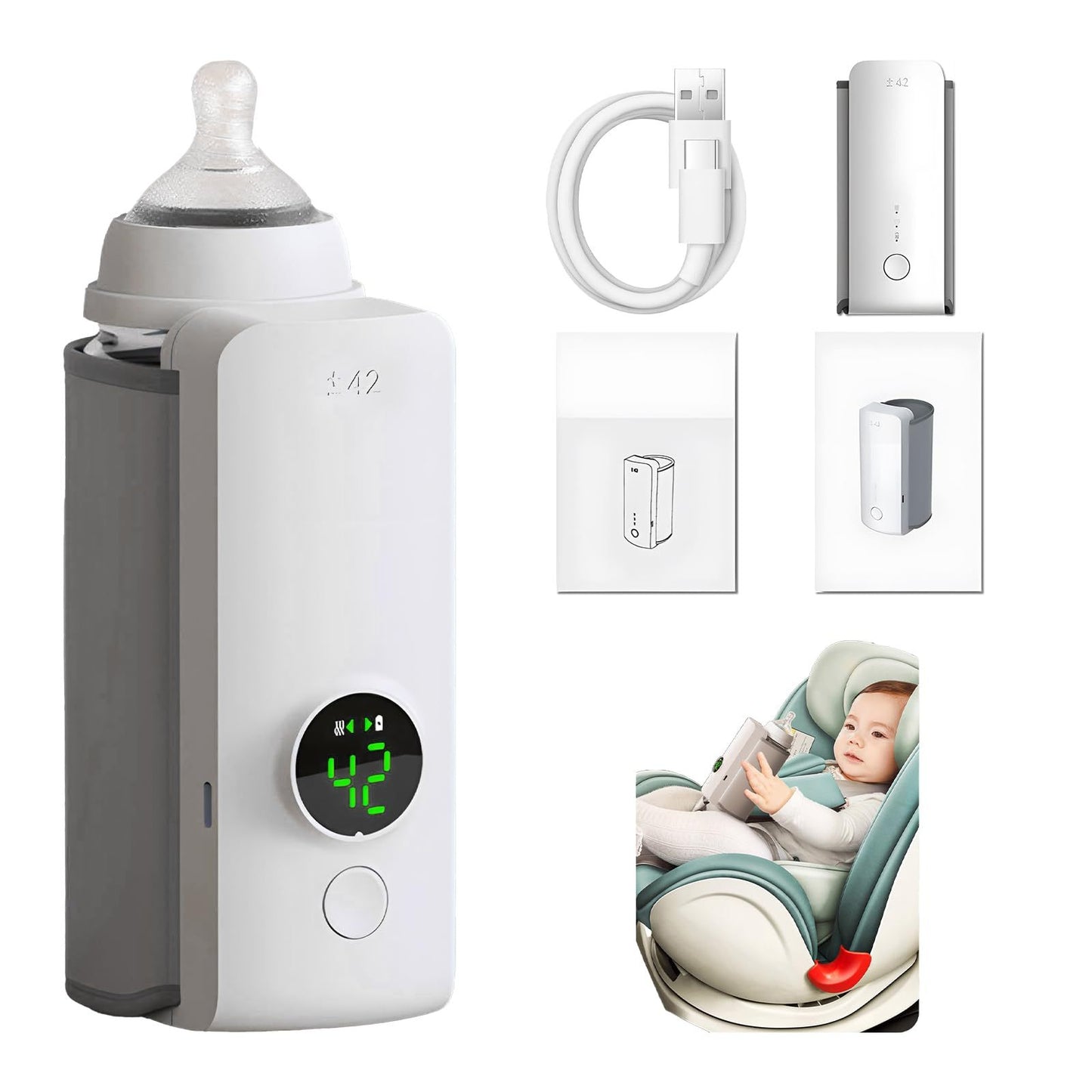 Portable Wireless Baby Bottle Warmer – USB Rechargeable Heating Bag with Constant Temperature & Universal Fit