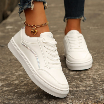 Women's Lace-Up Platform Flats – Round Toe Slip-On Casual Shoes