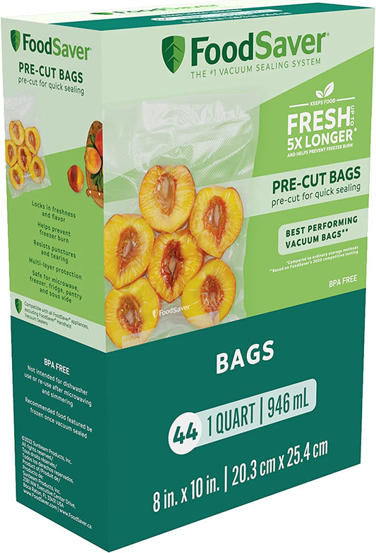 Precut Vacuum Sealer Bags for Airtight Food Storage and Sous Vide Cooking, Bpa-Free, 1 Quart (946 Ml), 44 Count