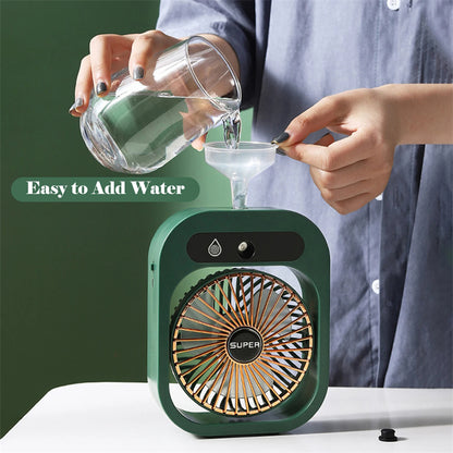 Portable USB Rechargeable Misting Fan – Air Cooler with 3 Speeds & Humidifier for Home & Desk