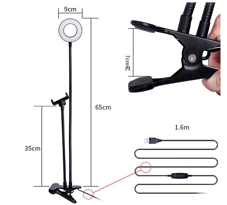 LED Selfie Ring Light with Adjustable Stand – 8cm Makeup & Live Streaming Light