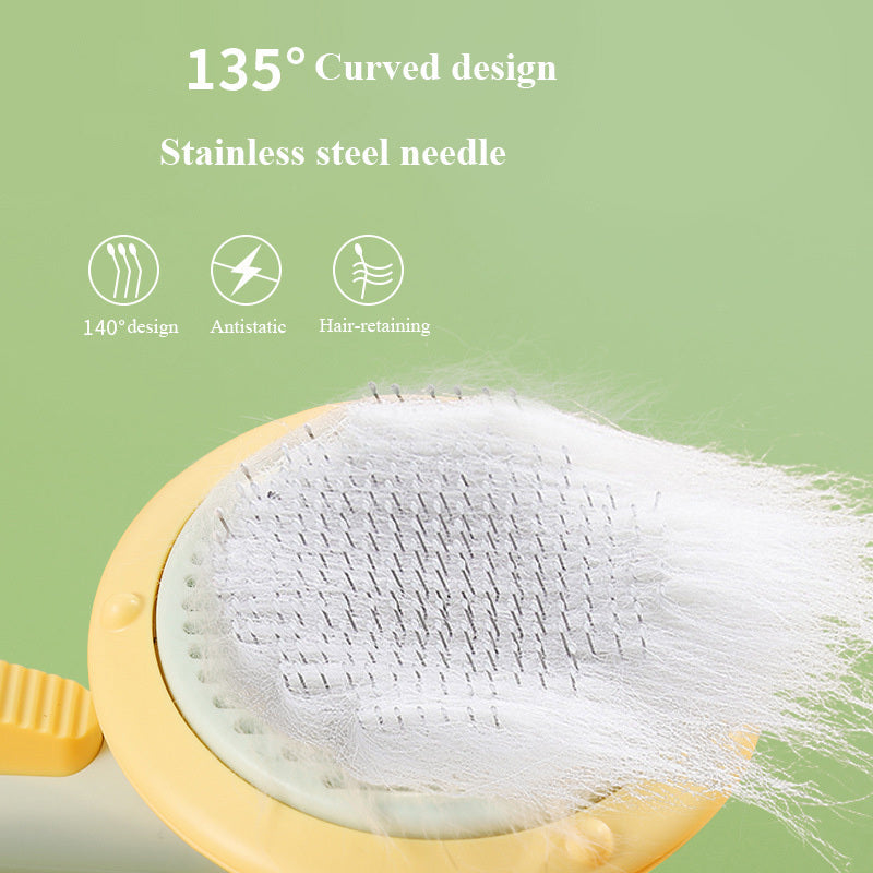 Self-Cleaning Pet Grooming Brush – Handheld Steel Wire Comb for Cats & Dogs, Easy Hair Removal