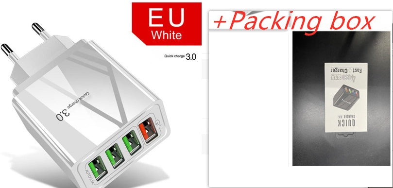 3A Illuminated USB Wall Charger – 4-Port Fast Charging Adapter for Mobile Devices