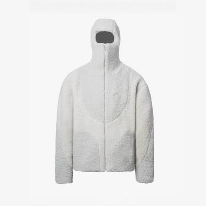 Men's Hooded Lamb Wool Zipper Coat – Casual Patchwork Fleece Sweatshirt Jacket