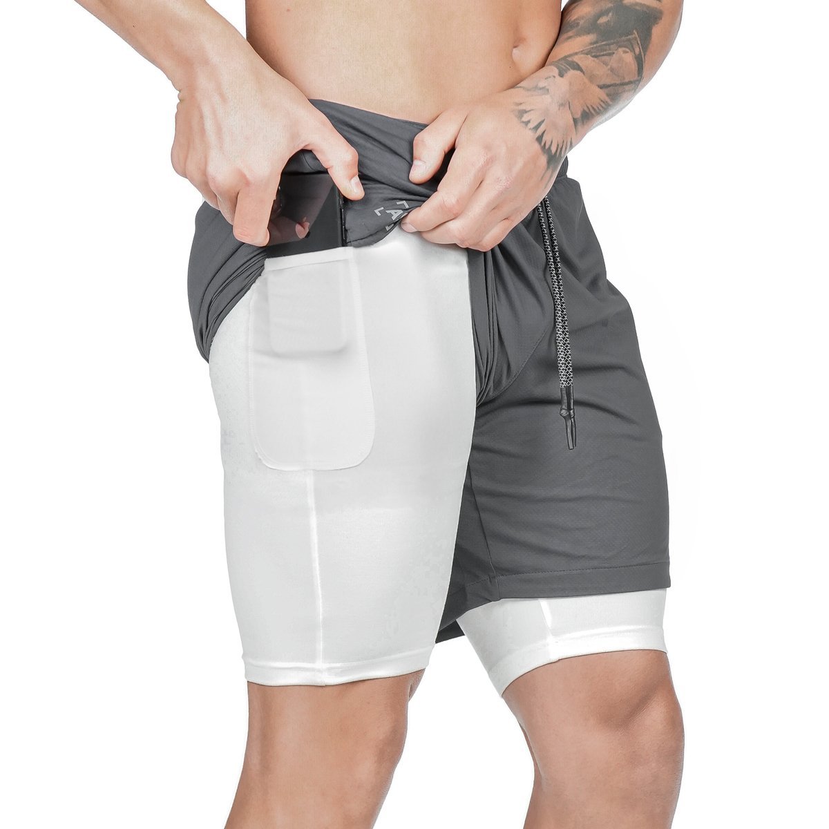 Men’s Pocket Compression Shorts – Athletic Gym Running Training Sportswear