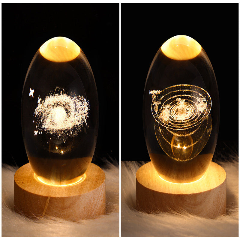3D Galaxy Crystal Ball Night Light – LED Planet & Moon Table Lamp for Bedroom, Kids Room & Party Decor