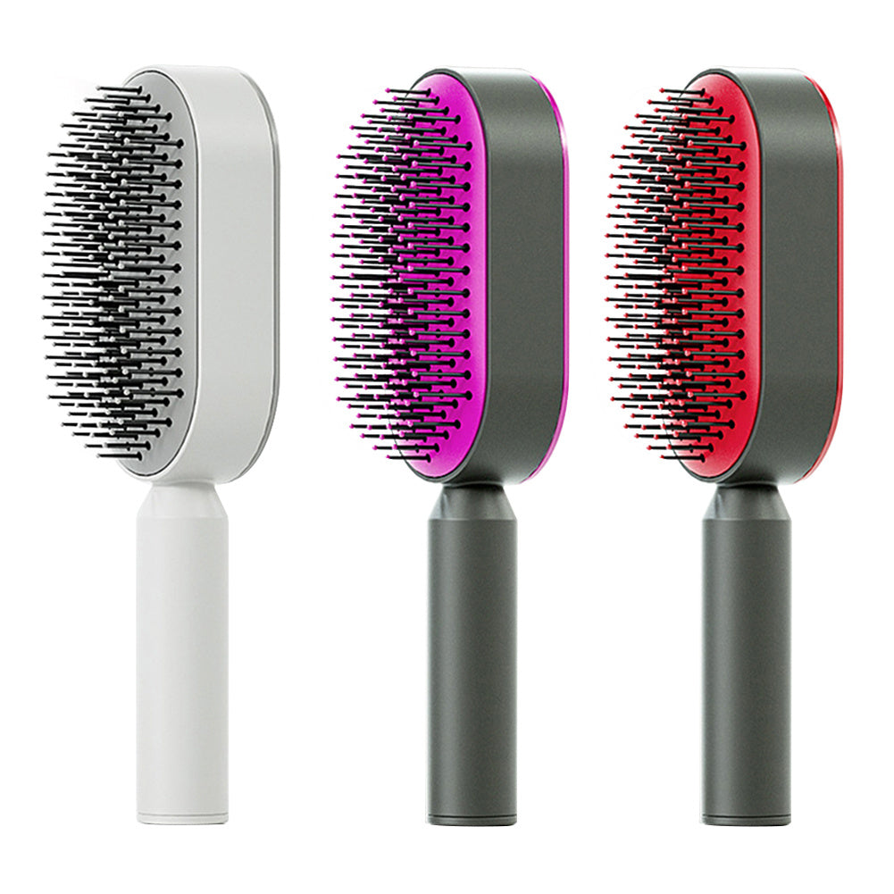 Self-Cleaning Hair Brush for Women – One-Click Hair Removal Scalp Massage Comb with Anti-Static Air Cushion