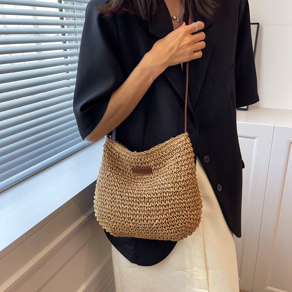Niche Design Straw Tote Bag – Chic Vacation Handbag for Beach & Travel