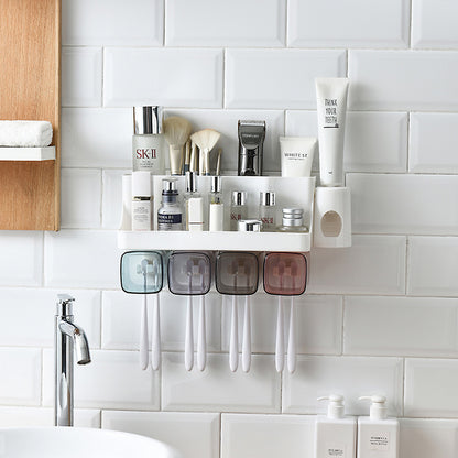 Wall-Mounted Automatic Toothpaste Dispenser with Magnetic Cups