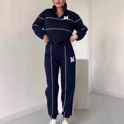 Women's 2-Piece Loungewear Set – Baggy Pullover Sweatshirt & Sweatpants with Pockets