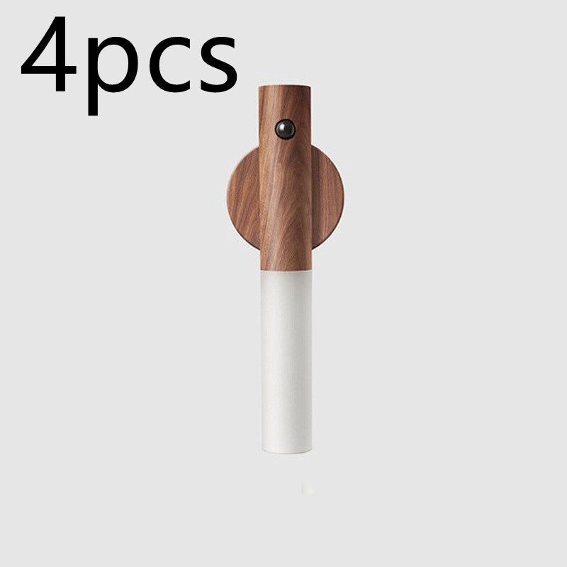 Magnetic Wireless LED Night Light – USB Rechargeable Wooden PIR Motion Sensor Lamp for Hallways, Cabinets & Porches