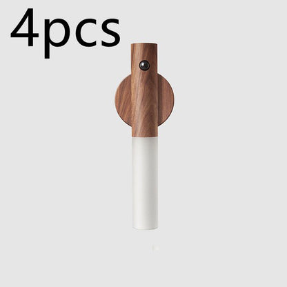 Magnetic Wireless LED Night Light – USB Rechargeable Wooden PIR Motion Sensor Lamp for Hallways, Cabinets & Porches